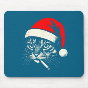 Vintage-Katze raucht Zigarette Weihnachtskatze San Mousepad