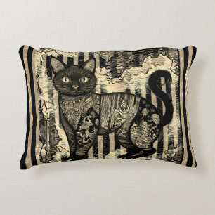 Vintage-Katze Retro,Streifenmuster Dekokissen