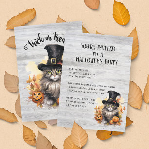 Vintage-Katze rustikale benutzerdefinierte Hallowe Einladung