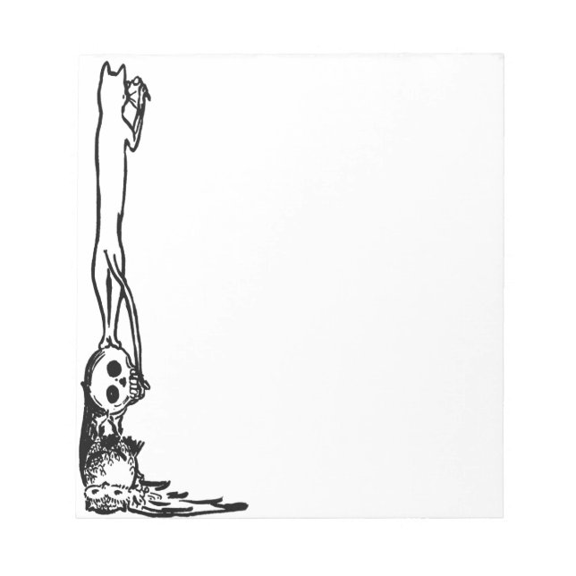 Vintage Katze, Skull & Owl Notepad Notizblock (Vorderseite)