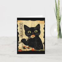 Vintage-Katze-Sushi-Grafik japanische Kunst Ästhet