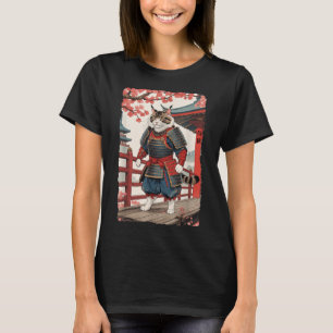 Vintage Katze Ukiyo-e Samurai in Kimono Sumi-e Nin T-Shirt