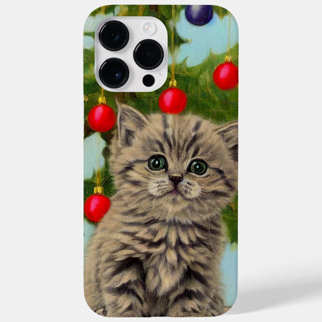 Vintage Katze und Weihnachtsbaum Case-Mate iPhone Hülle (Rückseite)
