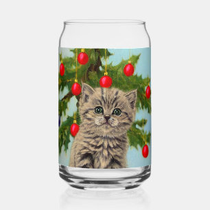 Vintage Katze und Weihnachtsbaum Dosenglas