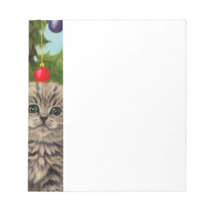 Vintage Katze und Weihnachtsbaum Notizblock