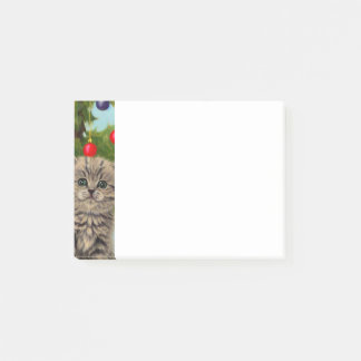 Vintage Katze und Weihnachtsbaum Post-it Klebezettel