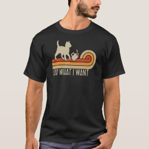 Vintage-Katze verschüttet Kaffee Ich mache was ich T-Shirt