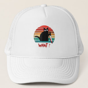 Vintage-Katze Was Lustige Schwarze Katze Mörderisc Truckerkappe