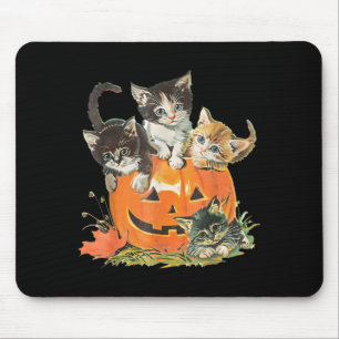 Vintage-Katze Y Halloween-Schwarzes Kätzchen Kostü Mousepad
