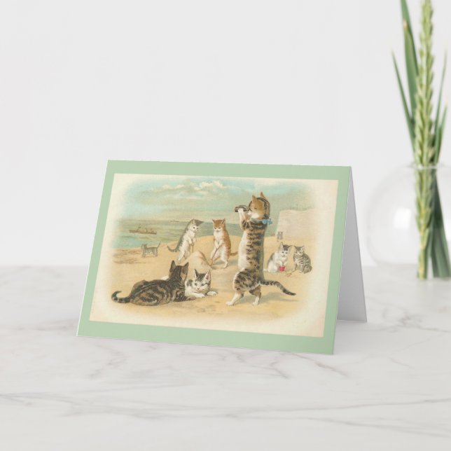 Vintage Katzen auf der Beach Note Card Karte (Vorderseite)