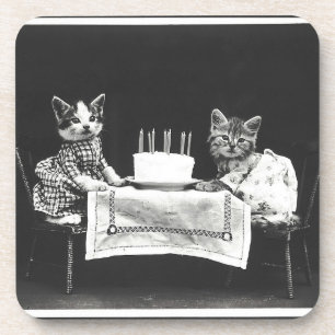 Vintage Katzen auf einer Geburtstagsfeier Getränkeuntersetzer