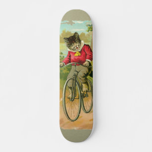 Vintage Katzen auf Fahrrad Skateboard