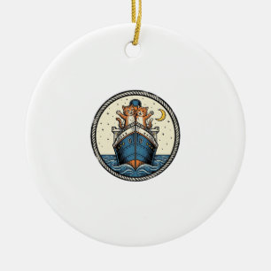 Vintage-Katzen auf Ozeandampfer-Schiff Kunst-Shirt Keramik Ornament