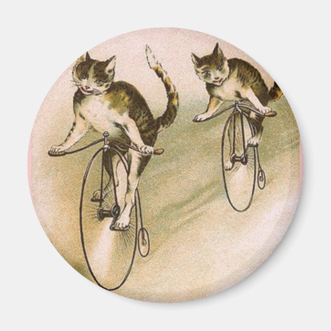Vintage Katzen auf Rädern Magnet (Vorne)