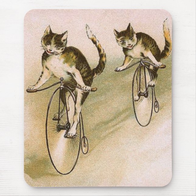 Vintage Katzen auf Rädern Mousepad (Vorne)