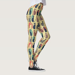 Vintage Katzen aus der Mitte des Jahrhunderts Leggings