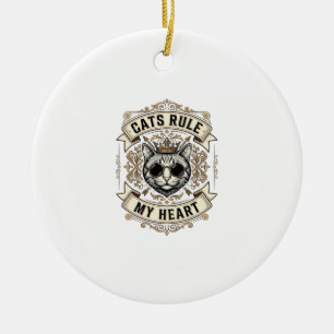 Vintage-Katzen beherrschen mein Herz gekröntes Kat Keramik Ornament