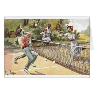 Vintage - Katzen beim Tennisspielen,