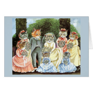 Vintage Katzen-Brautparty-Hochzeits-Karte