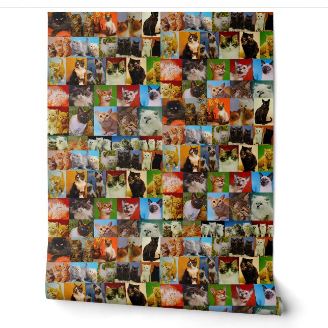 Vintage Katzen Collage Tapete (Abrollen)