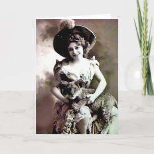 Vintage-Katzen-Dame-Geburtstagskarte Karte