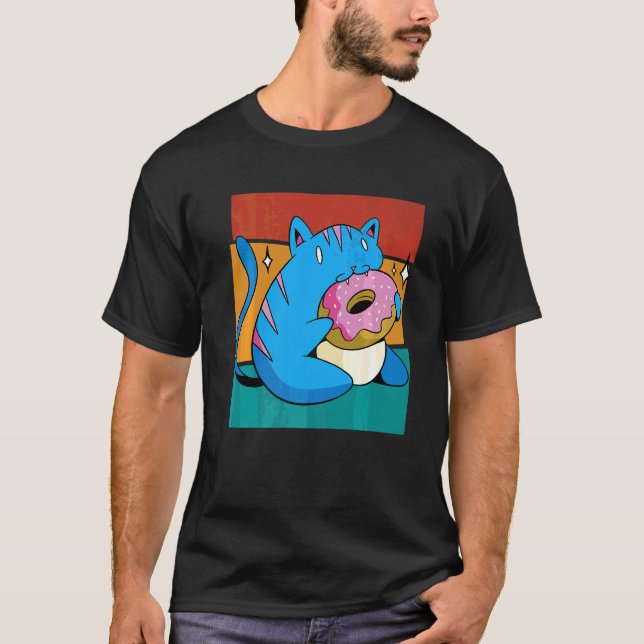 Vintage-Katzen-Donut T-Shirt (Vorderseite)