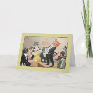 Vintage Katzen-Feiertags-Gruß-Karte, Arthur Thiele Feiertagskarte