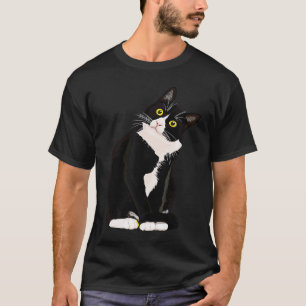 Vintage-Katzen Gesicht Schwarz-Weiß-Kitty-Katzen f T-Shirt