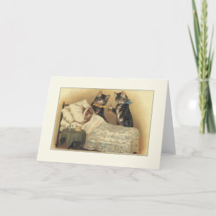 Vintage-Katzen-Grußkarte zur Genesung Karte