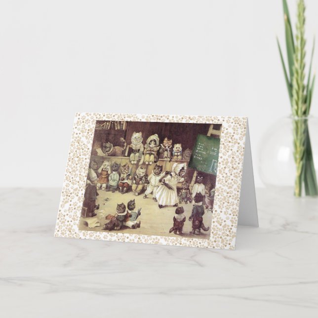 Vintage Katzen-Hochschulkunst-Karte Louis Wain Karte (Vorderseite)