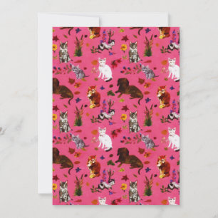 Vintage Katzen Hunde Blumengarten Party Feiertagskarte