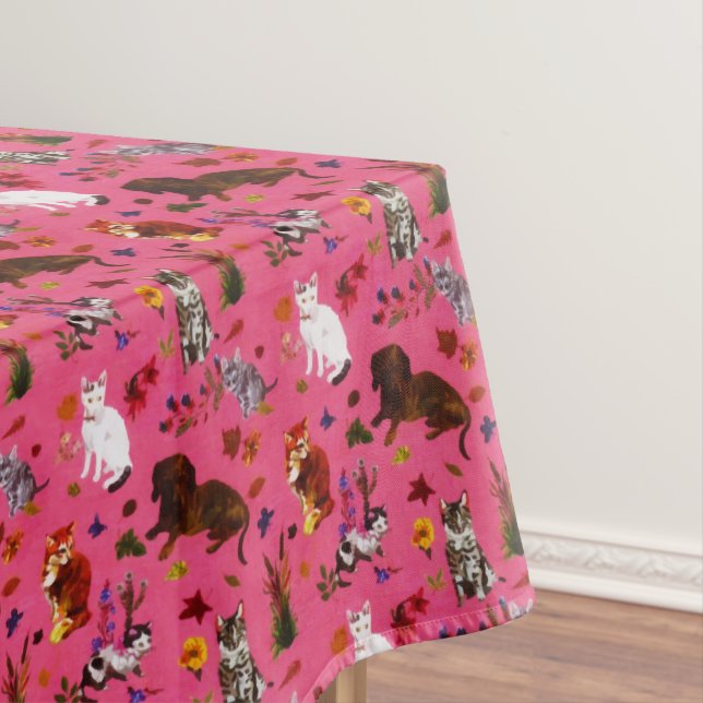 Vintage Katzen Hunde Blumengarten Party Tischdecke (Beispiel)
