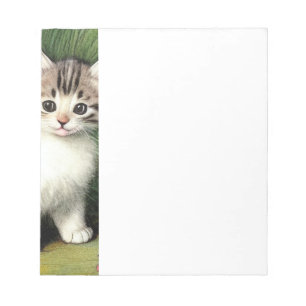 Vintage Katzen-Illustration mit roten Blume Notizblock