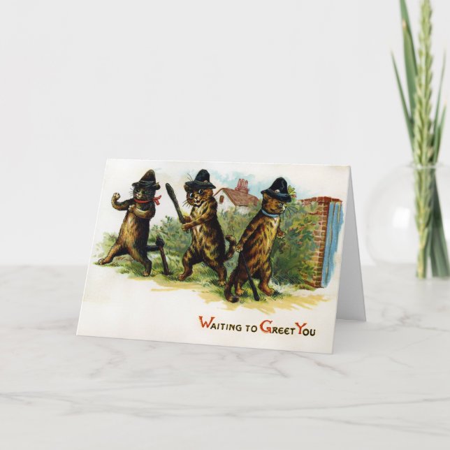 Vintage Katzen-Karte Feiertagskarte (Vorderseite)