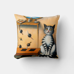 VINTAGE-KATZEN-KUNST WHIMSICALER KATZENLIEBHABER KISSEN