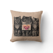 Vintage Katzen "Liebe Sie mehr" Throw-Kissen