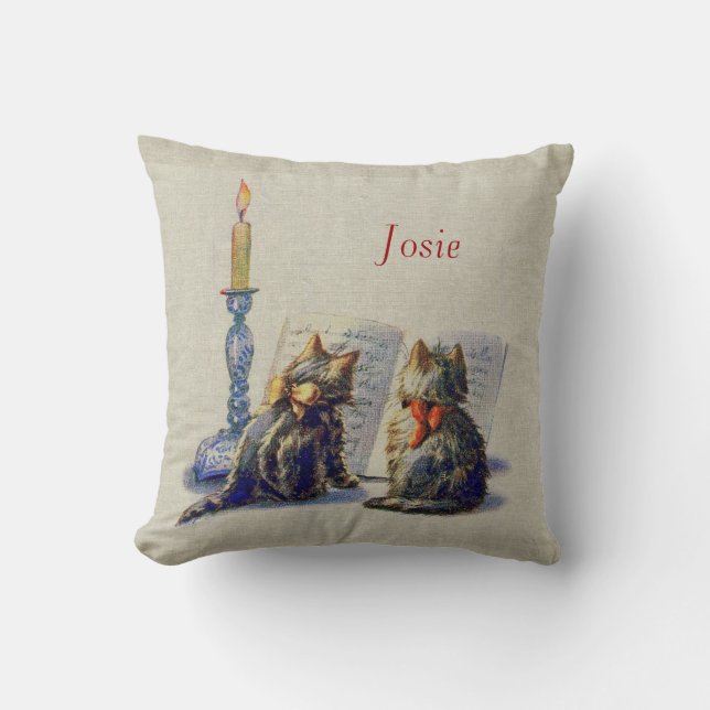 Vintage Katzen-personalisiertes Weihnachtskissen Kissen (Vorderseite)