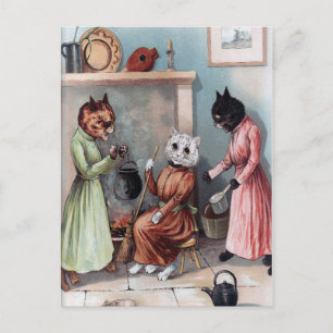 Vintage Katzen Postkarte