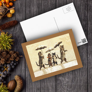 Vintage Katzen Schnee Postkarte