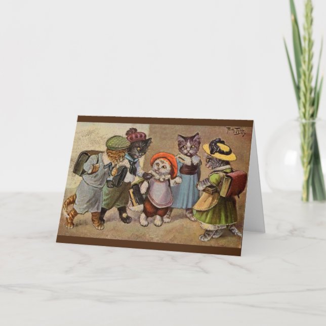 Vintage Katzen-Schultagesanmerkungs-Karte Karte (Vorderseite)