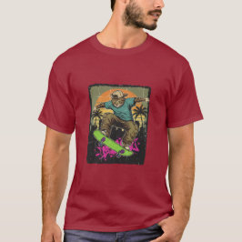 Vintage-Katzen-Skateboard mit Retro-Sonne T-Shirt