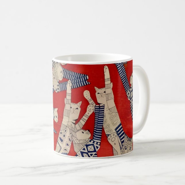 Vintage-Katzen-Stoffbecher Kaffeetasse (VorderseiteRechts)