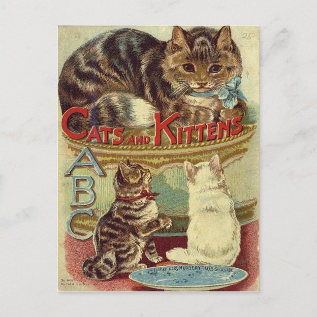 Vintage Katzen süße Tier Postkarte (Vorderseite)