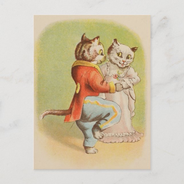 Vintage Katzen tanzen Postkarte (Vorderseite)