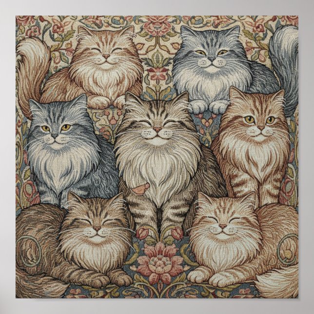 Vintage Katzen-Tapetenposter Poster (Vorne)