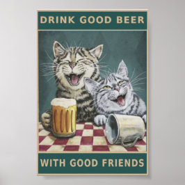 Vintage Katzen und Bier Poster