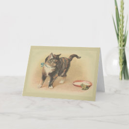 Vintage Katzen-und Frosch-Anmerkungs-Karte Karte