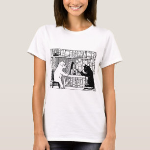 Vintage Katzen- und Hunde-Bibliothek Buchliebhaber T-Shirt