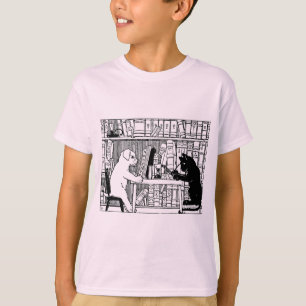 Vintage Katzen- und Hunde-Bibliothek Buchliebhaber T-Shirt