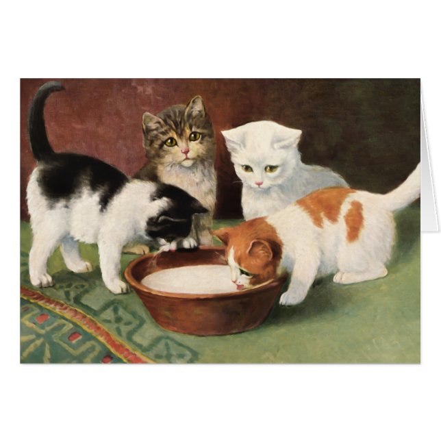 Vintage Katzen und Milch (Vorderseite (Horizontal))